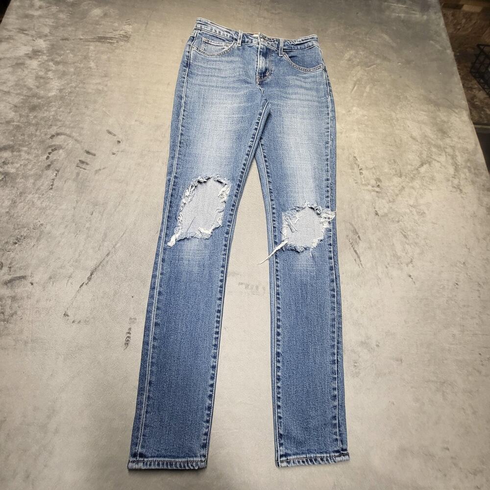 Levi's Jeans Womens 25 Blue 721 High Rise Skinny Distressed 5-Pocket Light Wash